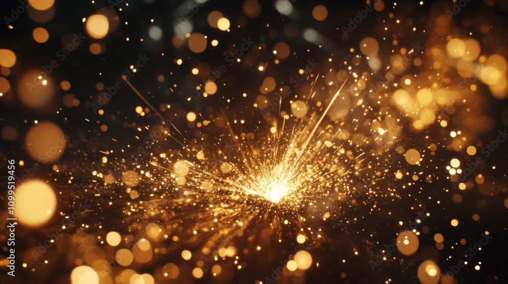 Obraz premium Golden Sparks Exploding In Dark Background