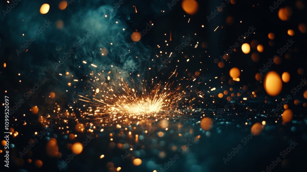 Obraz premium Vivid Sparks Exploding During Metal Welding Process