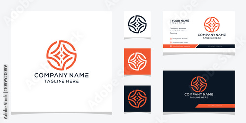 Awesome circle leaf and spark logo template