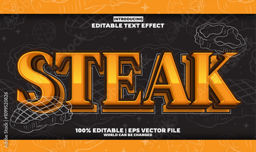 Steak editable text effect in modern trend style