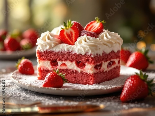 Wallpaper Mural Strawberry cake, whipped cream perfection, a rule of thirds masterpiece. Torontodigital.ca