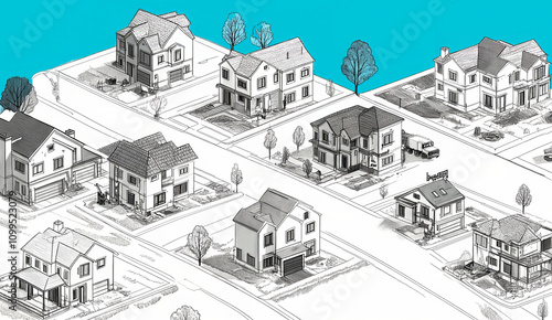 Architect planning residential houses in a neighborhood development project