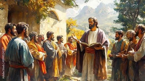Jesus preaching in Galilee and gathering his disciples. Life of Jesus