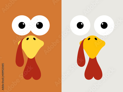 Two Face of the turkeys. Isolated Vector Illustration