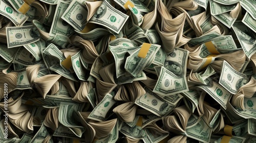 Wallpaper Mural Stacked Cash and Dollar Bills in Disarray Torontodigital.ca