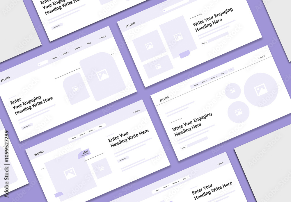 Website Wireframe Kit Template Stock Template | Adobe Stock