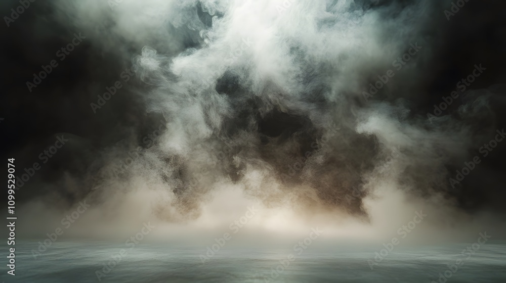 Fototapeta premium Dark Smoky Scene with a Foggy Floor
