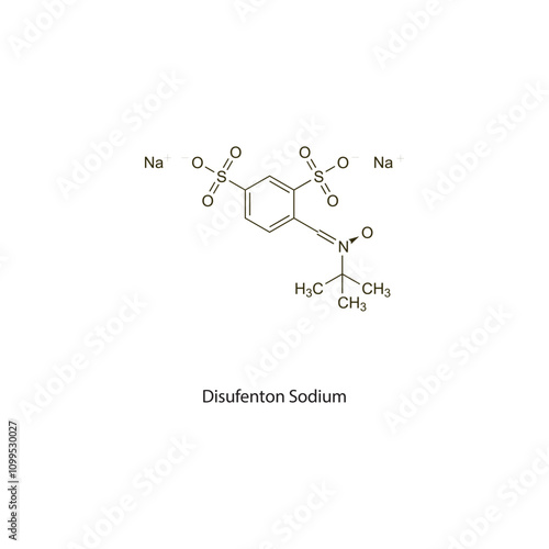 Disufenton flat skeletal molecular structure free radical scavenger drug used in r acute ischaemic and haemorrhagic stroke treatment. Vector illustration scientific diagram.