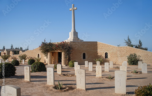 Commonwealth cemeteries in El Alamein, a historic World War II memorial site honoring fallen soldiers from the pivotal Battle of El Alamein      photo