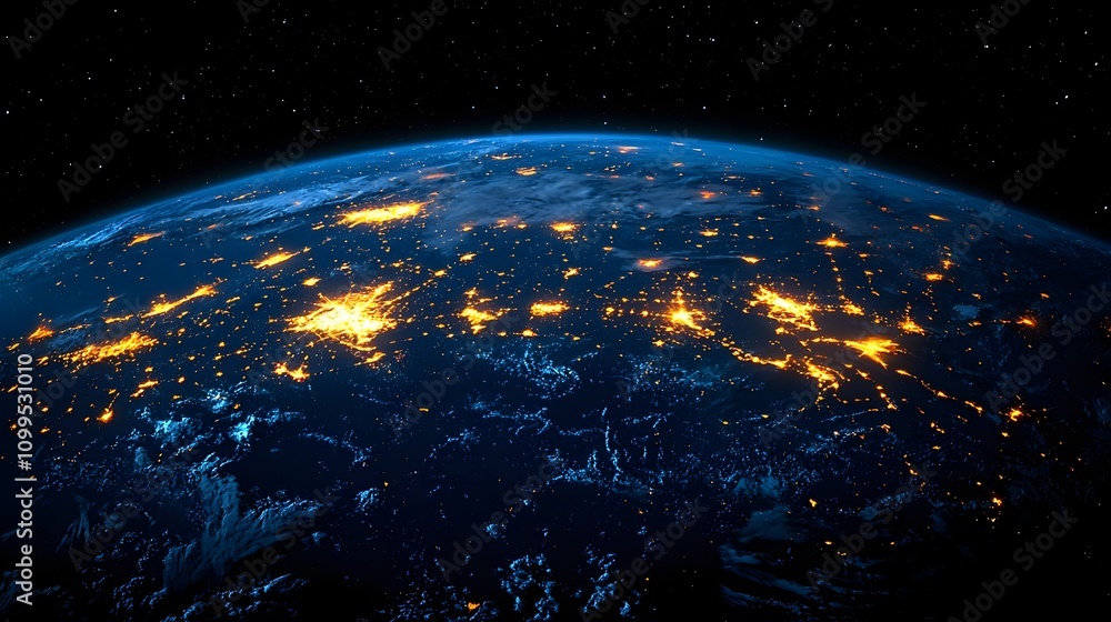 Obraz premium of the Earth with glowing lines connecting sustainable cities across the continents depicting a global green network of renewable energy and smart infrastructure