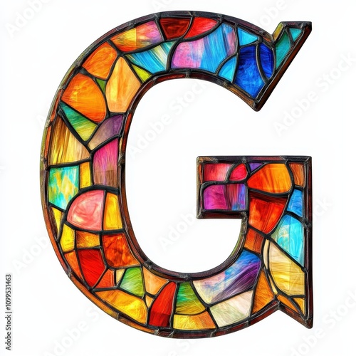 A colorful stained glass letter 