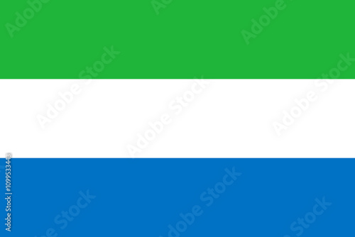 Sierra Leone flag in official colors, dimensions and aspect ratio. Vector flag symbolizing national pride, identity, heritage, patriotism and authority