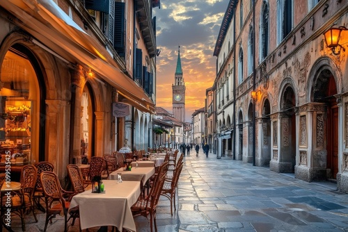 Padua: Piazza dei Signori and Torre dell'Orologio in Veneto, Italy. Historic Palazzo in Pedestrian Street Square