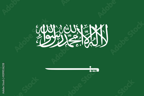 Saudi Arabia flag in official colors, dimensions and aspect ratio. Vector flag symbolizing national pride, identity, heritage, patriotism and authority