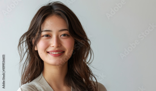 Middle-aged Asian women, in their late 30s to early 40s, pose in simple, everyday attire against clean white background. Portraits emphasize natural beauty casual, comfortable fashion.