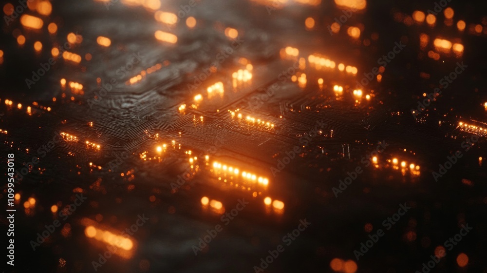 Naklejka premium Illuminated Circuit Board Abstract Technology Design