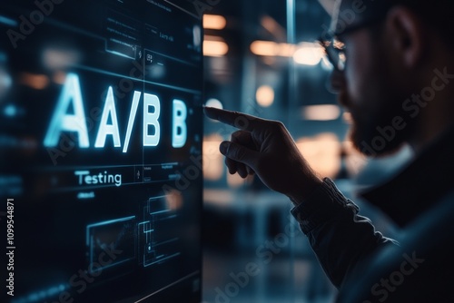 A/B Testing on a Futuristic Display photo