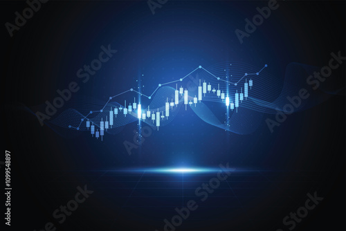 Abstract candle stick graph chart of business stock market investment trading on white background design. Bullish point, Trend of graph