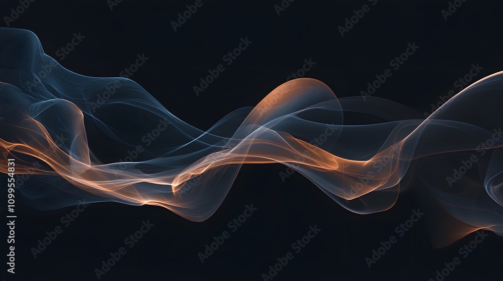 Fototapeta premium Abstract Blue And Orange Wave Forms On Black Background