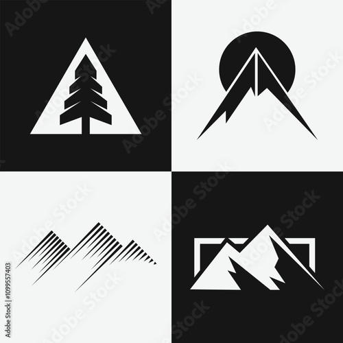 Modern outdoor adventure mountain logo collection