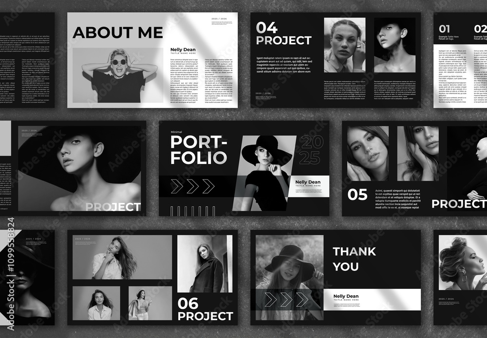 Black And White Portfolio Layout Stock Template | Adobe Stock