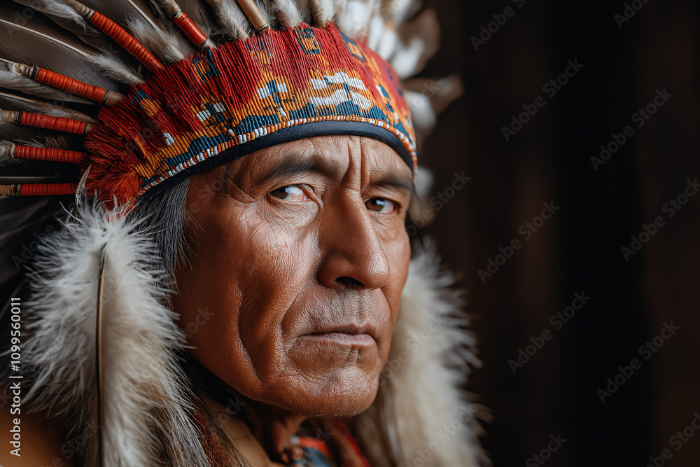 Obraz premium Cultural heritage celebration indigenous portrait studio close-up respect and identity