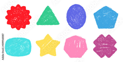 Pencil Color Squiggle Retro Stickers Vector Set. Chalk Scribble Handcrafted Sign Shapes Collection. Colorful Hand Drawn Brush Texture Squiggle Labels. Pencil Charcoal Vintage Emblems Bundle