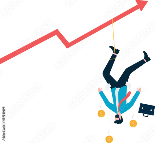 Financial Volatility, financial crisis, stock market. Falling Red Arrow Chart.

