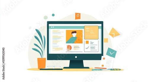 Wallpaper Mural Modern Digital Workspace Illustration Torontodigital.ca