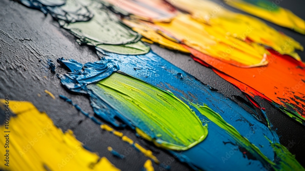 Fototapeta premium Vibrant Impasto Oil Painting Color Swirls