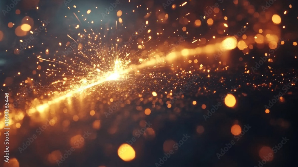 Naklejka premium Glowing Sparks Explode Across Dark Background