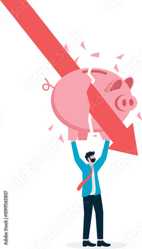 Money loss from investment , Economic crisis financial loss bankruptcy concept.


