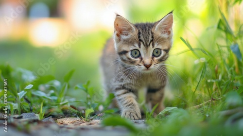 Wallpaper Mural Stunning close-up of a cat’s face, focusing on its vivid green eye, intricate fur details. Torontodigital.ca