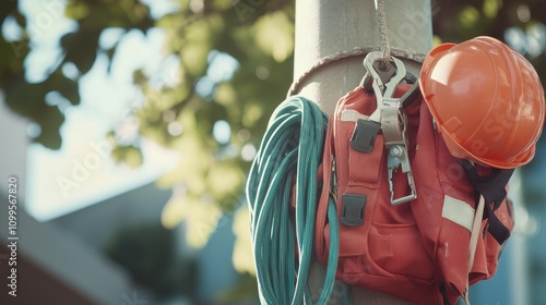 Safety Equipment for Electrical Repair on a Utility Pole