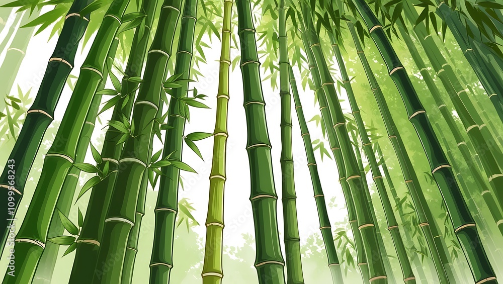 Obraz premium Bamboo Grove Serenity: A Tranquil Illustration