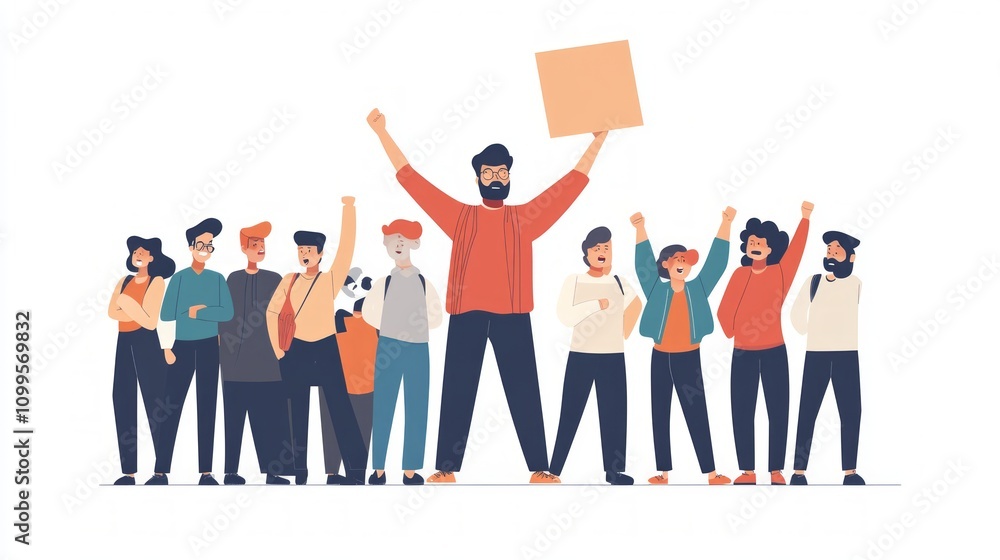 Fototapeta premium Diverse Group United in Protest