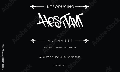 Alphabet in hand-drawn street graffiti style. vector graffiti alphabet on a black background