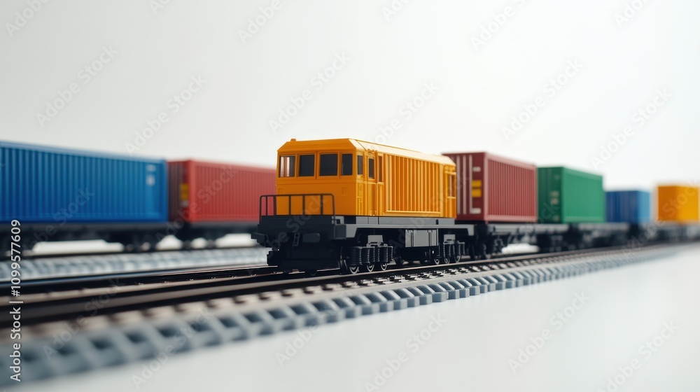 Obraz premium Freight Train Moving Through Industrial Zone