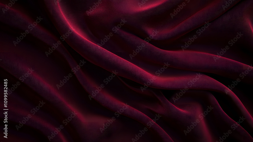 Obraz premium Black dark deep red burgundy cherry maroon crimson abstract background. Silk satin velvet fabric. Elegant luxury rich. Curtain drapery fold line wave flow. Romance Valentine Birthday Christmas. Design