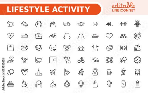 Lifestyle Icon Set. A chic and versatile collection of icons representing wellness, hobbies, daily living, lifestyle, and personal growth.
