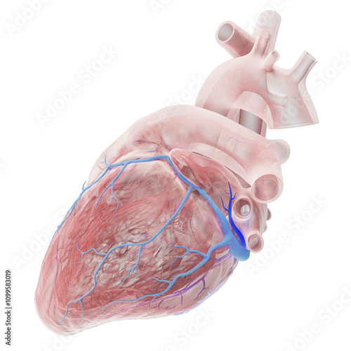 Coronary veins, illustration photo