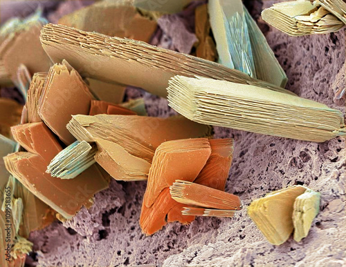 Albumin crystals, SEM photo