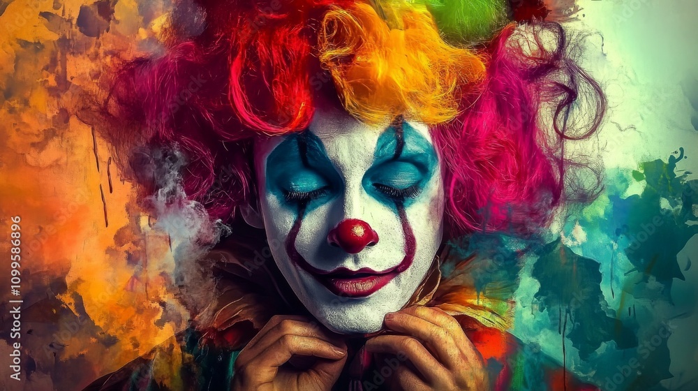 Obraz premium clown with colorful makeup