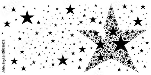 Grande et Petites Etoiles en Noir et Blanc - Noël - Fête