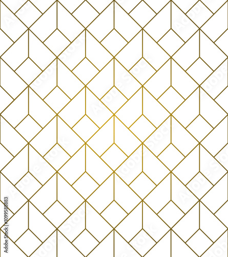 Ornement décoratif Motif abstrait Diamant Flocon Carré Réseau de style arabe géométrique Doré Or 