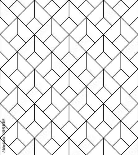 Ornement décoratif Motif abstrait Diamant et Flocon Carré Réseau de style arabe géométrique Noir et Blanc 