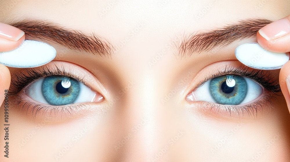 Obraz premium Close-Up of Woman's Eyes with Contact Lenses and Natural Beauty