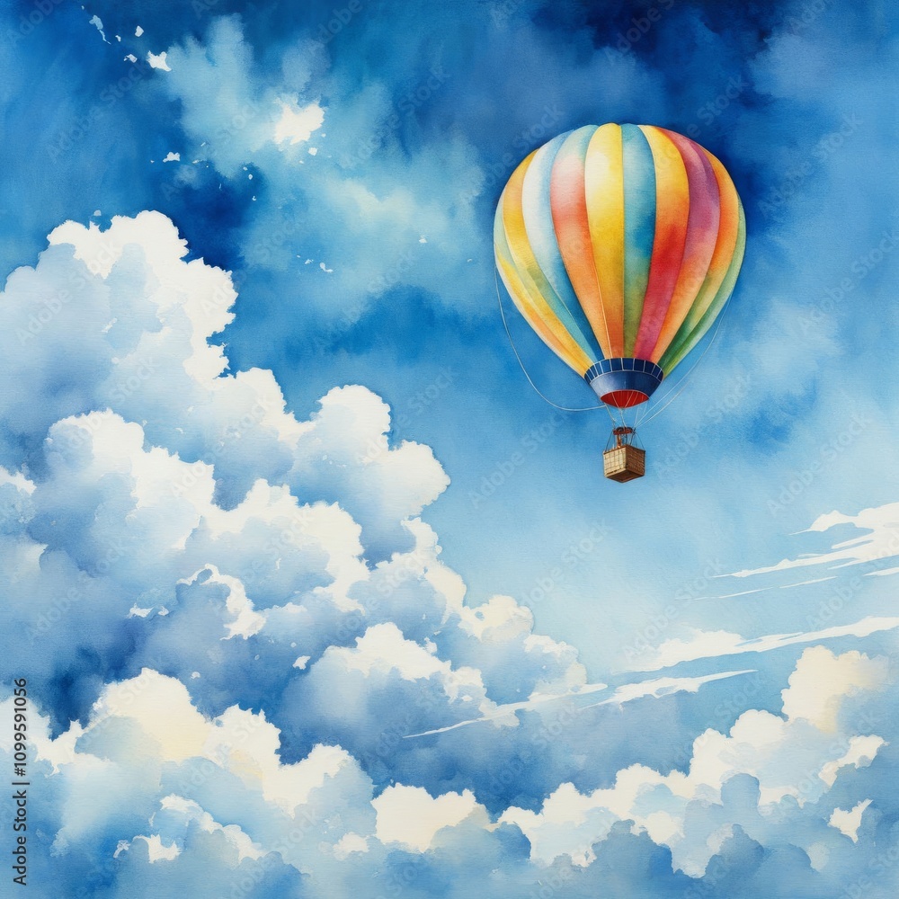 Fototapeta premium Balloon in the clouds. Place for text.