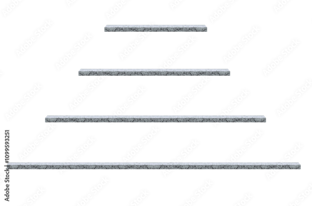 Obraz premium Short and long white marble window sill slabs, top side view. On isolated transparent background.