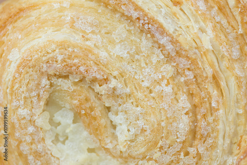 Puff pastry swirls with sugar. photo